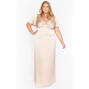 NWT Show Me Your Mumu Rome Twist Gown Champagne Luxe Satin XXL